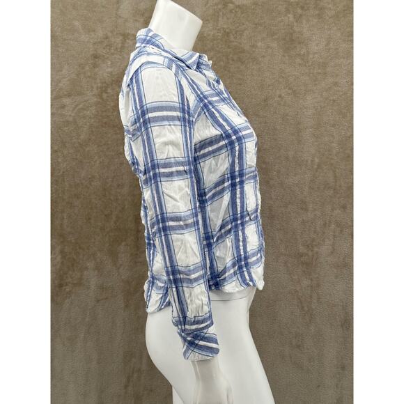 Rails‎ Top Womens XS Blue White Plaid Button Up Long Sleeves Country Cowgirl - Picture 3 of 11